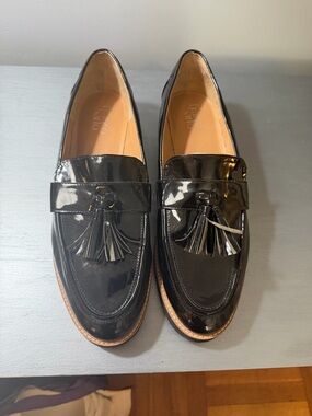 Franco Sarto Women’s Black Patent Tassel Loafers